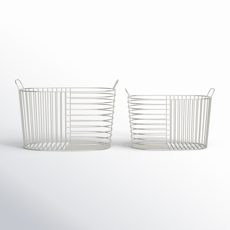 AllModern Abbie Decorative Basket, Silver, 14.15" H x 21.4" W x 12.15" D