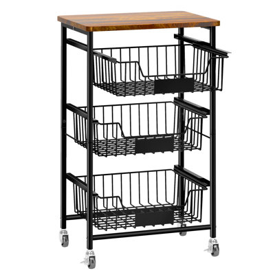 4-Tier Small Kitchen Storage Cart on Wheels
