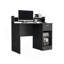 Bureau d'ordinateur avec tablette supérieure ouverte, 1 tiroir et 2 tablettes de rangement, chêne fumé