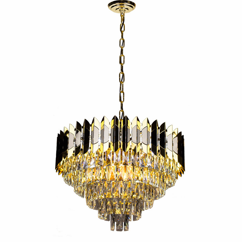 Lustre en cristal Saveta, 12 lumières, 5 étages, H 40,1 po x l 22,8 po x P 22,8 po