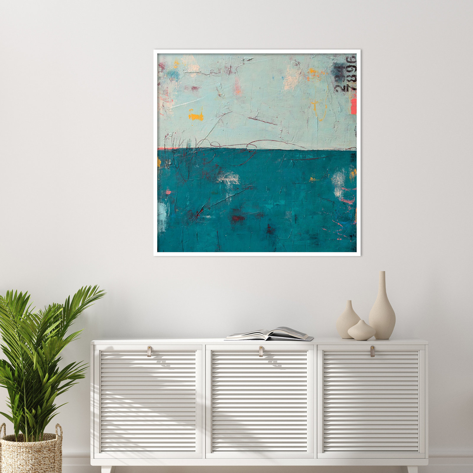 Blue Bay Hideaway Print by Erin Ashley, 41" H x 42" W, White