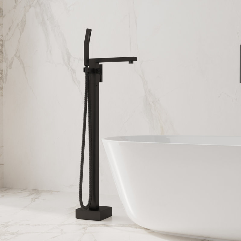Floor Tub Spout with Diverter, Matte Black