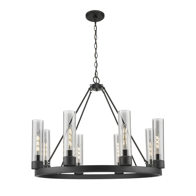 Jaiwan - Lustre 6 lumières avec abat-jour, Nickel poli, Gris fumée clair