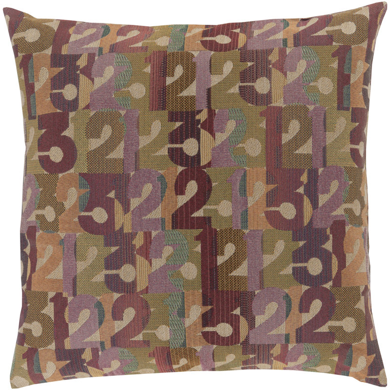 Throw Pillow, 18" H x 18" W x 0.25" D, Purple/Green, No Fill
