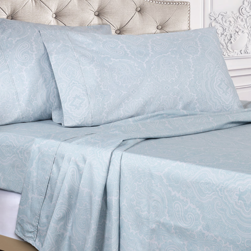 Superior Blue Cotton-Blend King/California King Paisley Duvet Cover Set