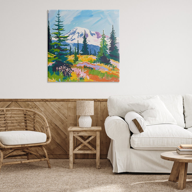 «Peaceful Mountain Valley», toile de paysage par Walker Noble, H 36 po x l 36 po