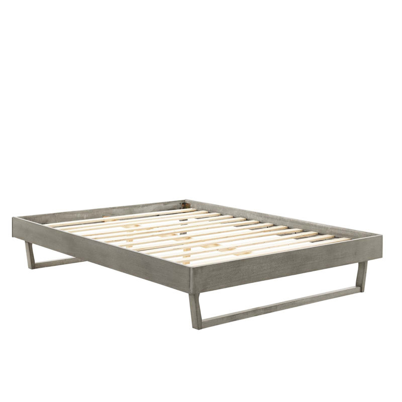 Billie Wood Platform Bed Frame, Gray, Queen