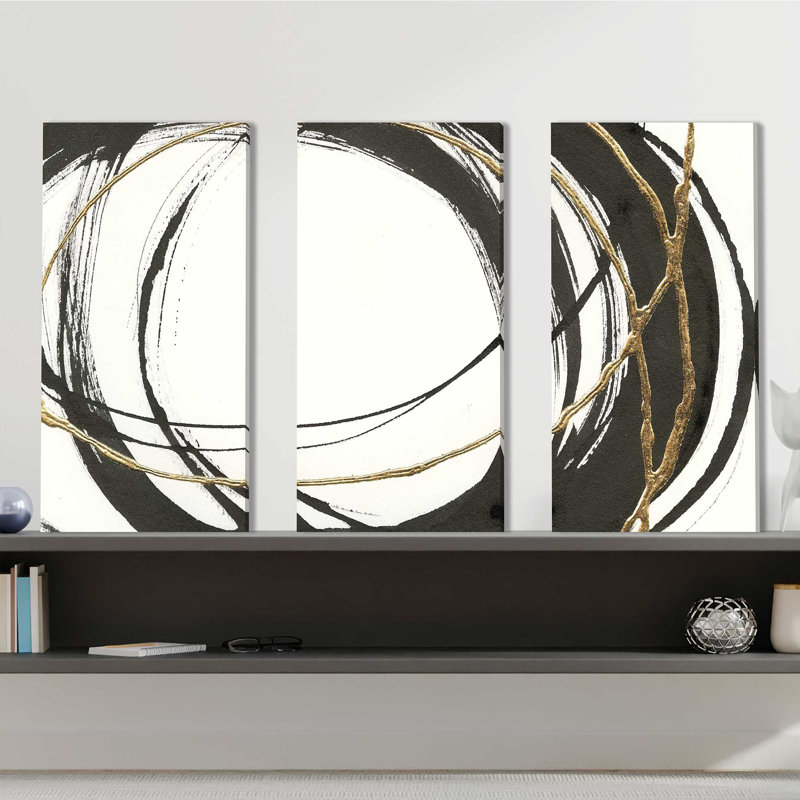 "Gilded Enso II", ensemble de 3 impressions sur toiles
