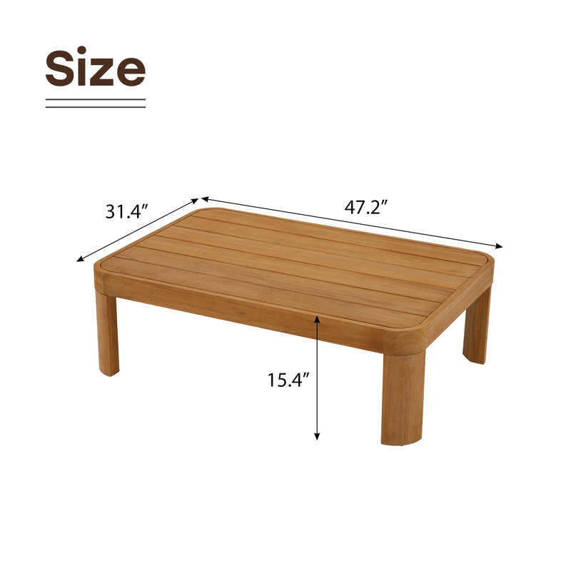 Table basse d'extérieur rectangulaire en teck