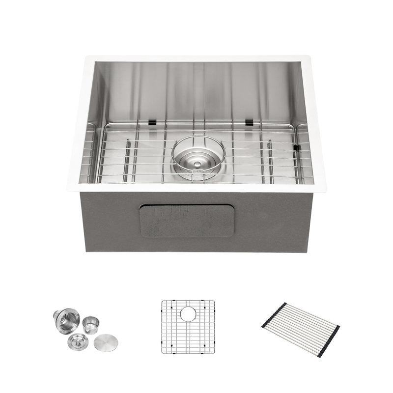 Évier de cuisine encastré à simple cuve en acier inoxydable 23 po x 18 po