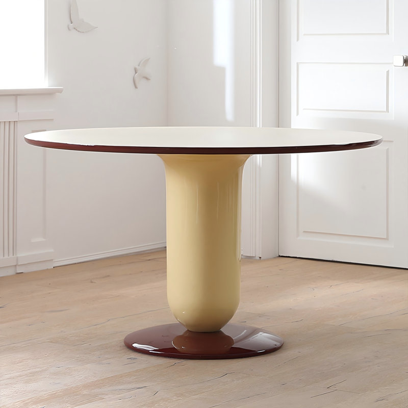Solid + Manufactured Wood Fibreglass white and beige Dining Table, 29.53"H x 43.31"L x 43.31"W