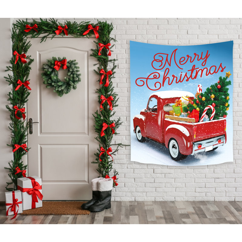 Tapisserie de camion en polyester joyeux Noël, H 51 po x l 60 po x 0,25 po