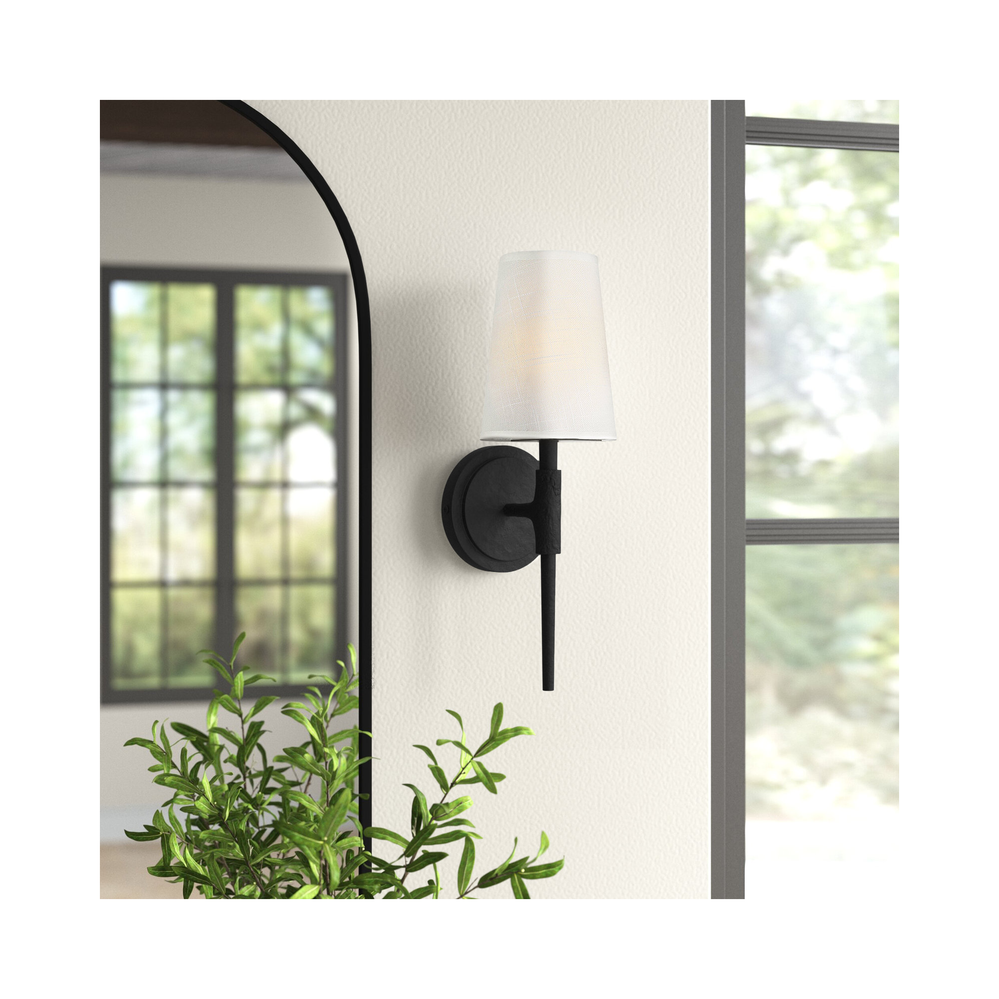 Andrea Single Light Steel Dimmable Wall Sconce