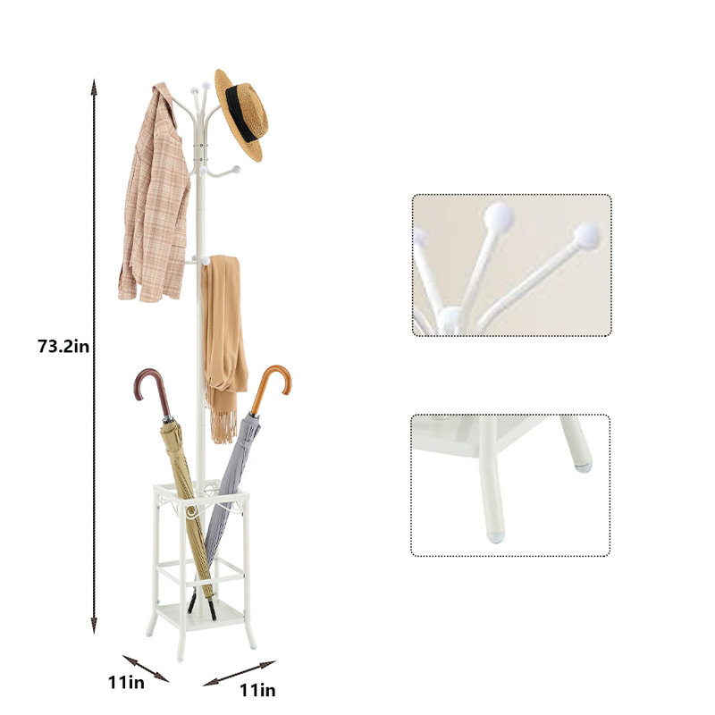 Portemanteau autoportant avec porte-parapluie, Blanc