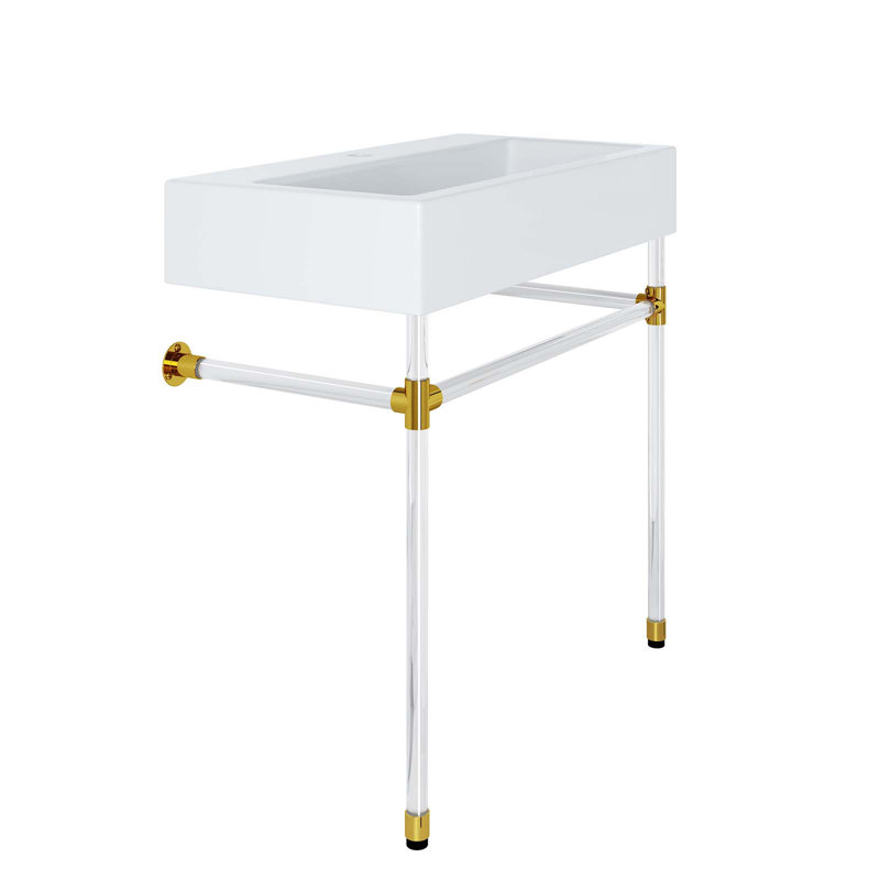Redeem 32" Clear and White Acrylic Wall-Mount Bathroom Vanity
