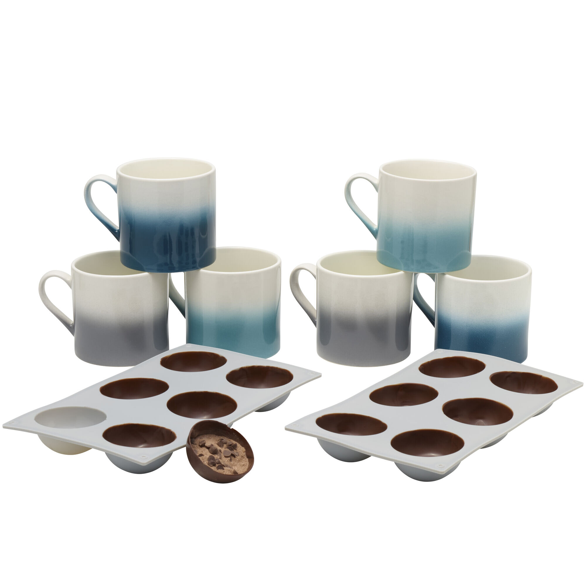 Pfaltzgraff Chocolate Bomb Mug Set with 2 Pieces 2.5 inch Silicone Molds,  Multicolored