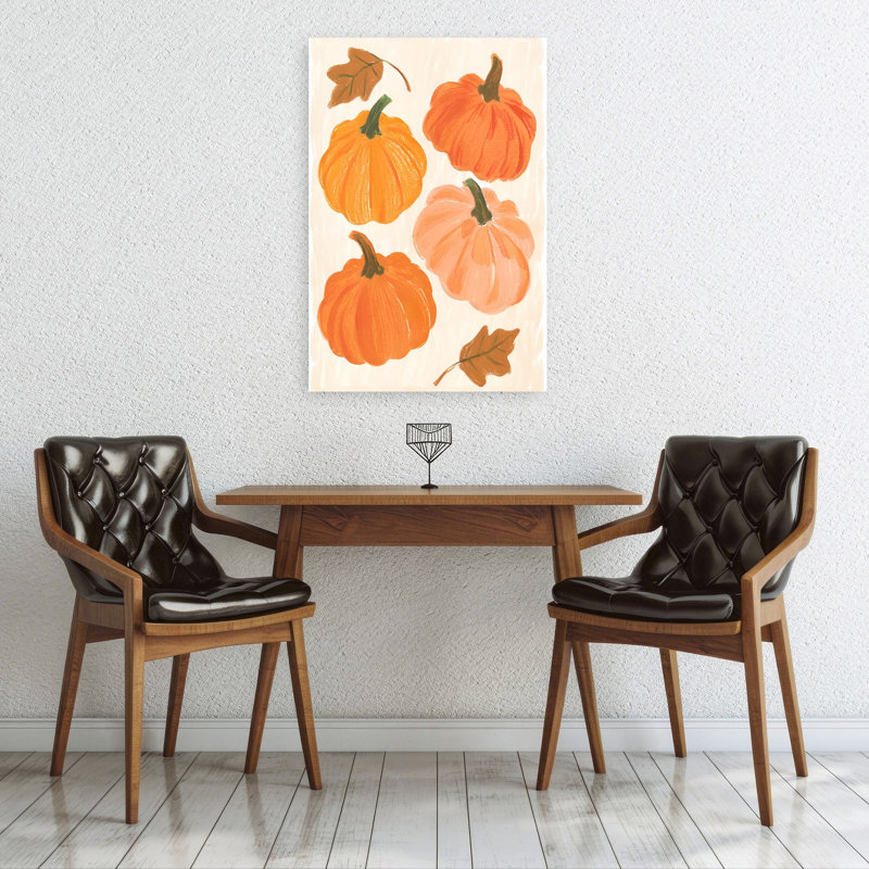 «Painted Autumn Pumpkins», impression d'art abstrait paysage rustique organique, 36" H x 24" W