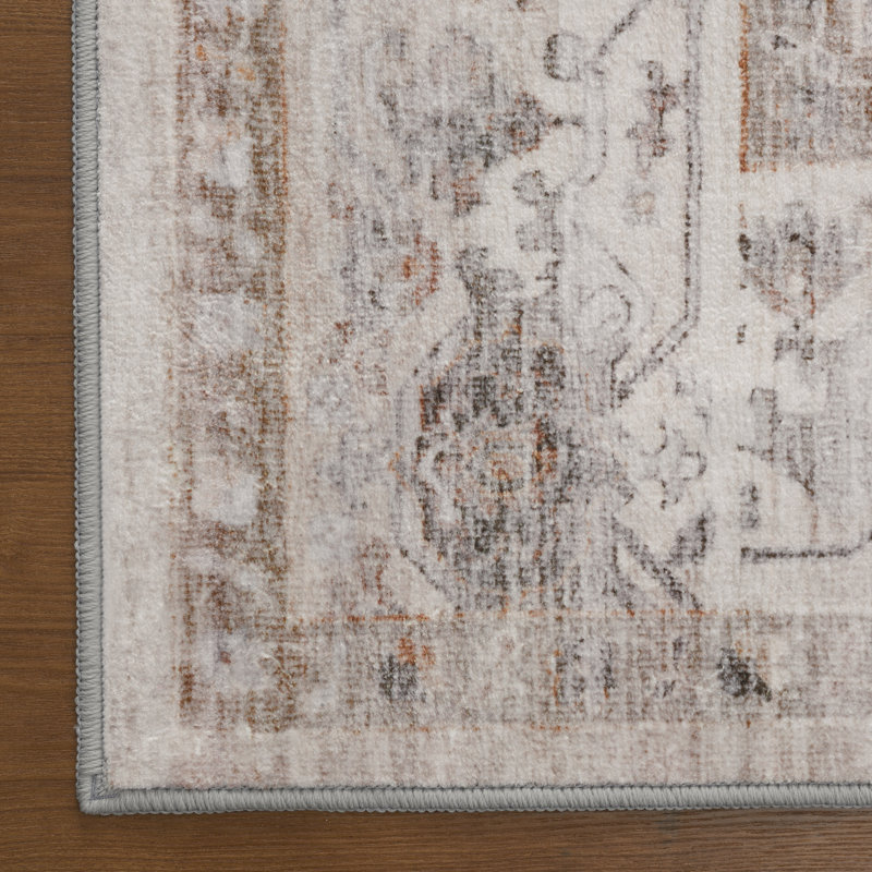 Soft Beige Machine Washable Oriental Area Rug For Living Room, Bedroom, Rectangle 9' x 12', Beige