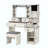 Farmhouse Vanity Desk With Sliding Mirror And Lights, Vanity Set With Glass Top And Charging Station ,Dressing Table With 4 Drawers And 2 Cabinets, Dressing Table With Stool For Bedroom-1206429315
