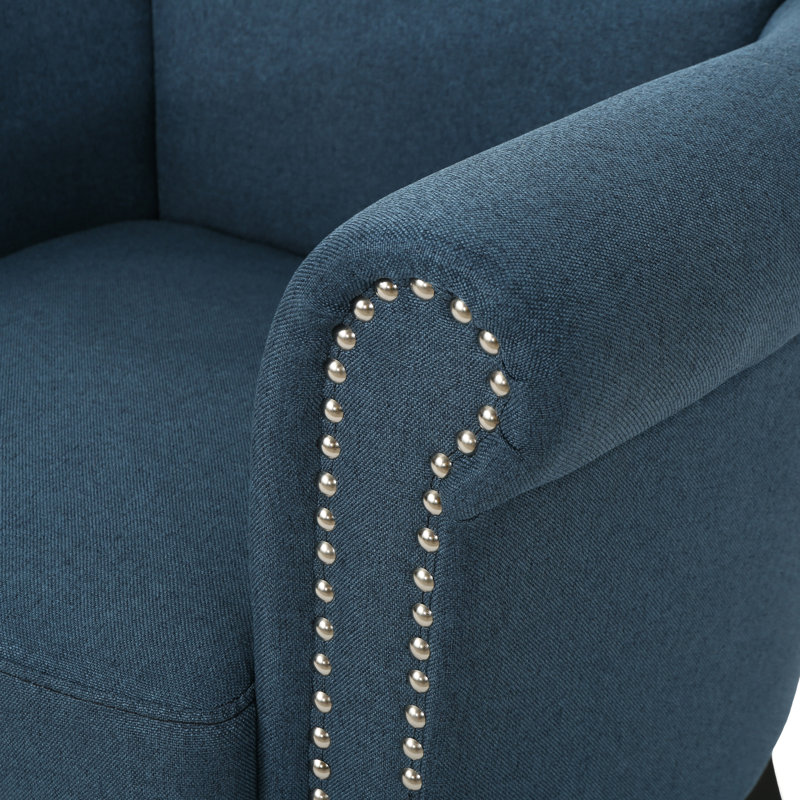 Hannon Upholstered Armchair, Navy Blue Polyester Blend