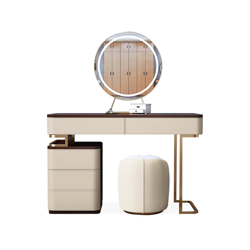 Makeup Vanity with Light mirror,5 drawers,1 chair