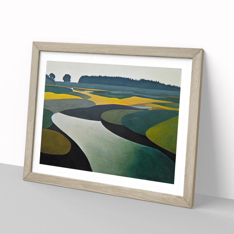 Lake View - Framed Print, 46cm H x 64cm W, Oak Framed
