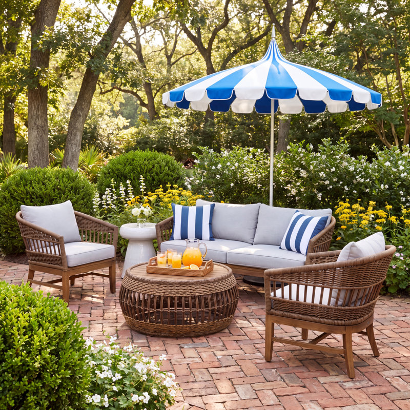 Dunkirk 4 Piece Sofa Seating Group with Sunbrella Cushions