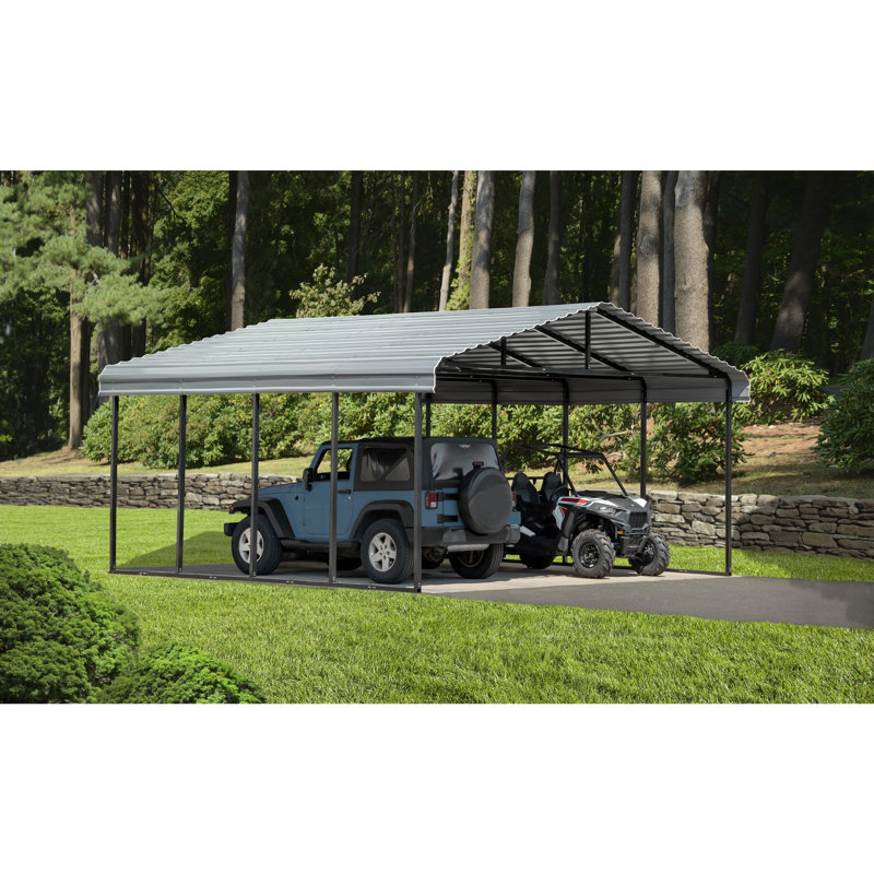 Galvanized Steel Carport, 20X20X9, Charcoal