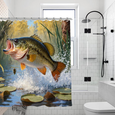 Largemouth Bass Fishing Shower Curtains 71  71