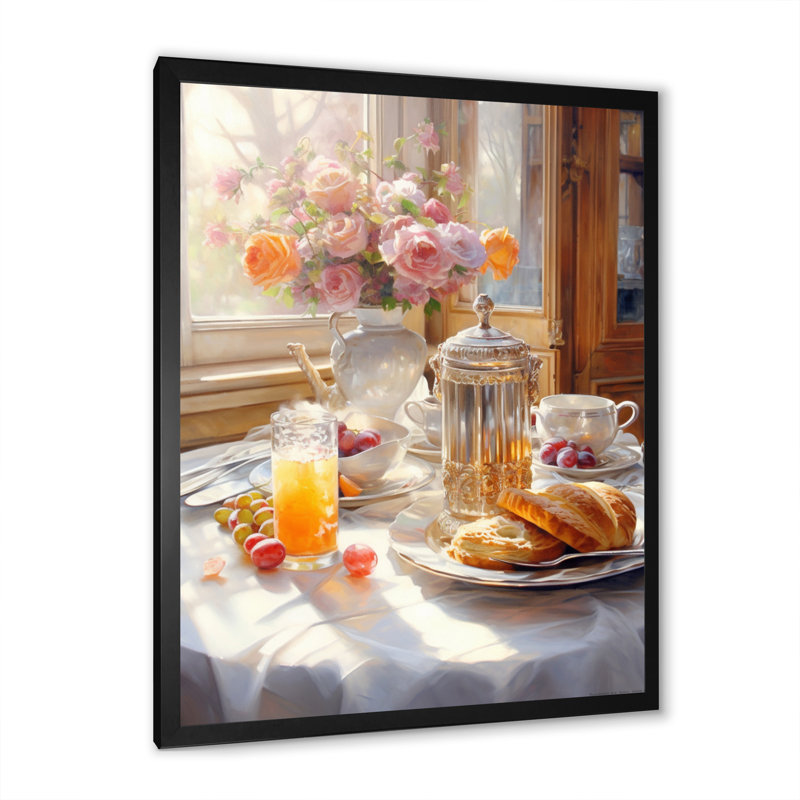 Latrivia Food, petit déjeuner douillet, art mural sur toile, Cadre simple noir, H 20 po x l 12 po x P 1 po