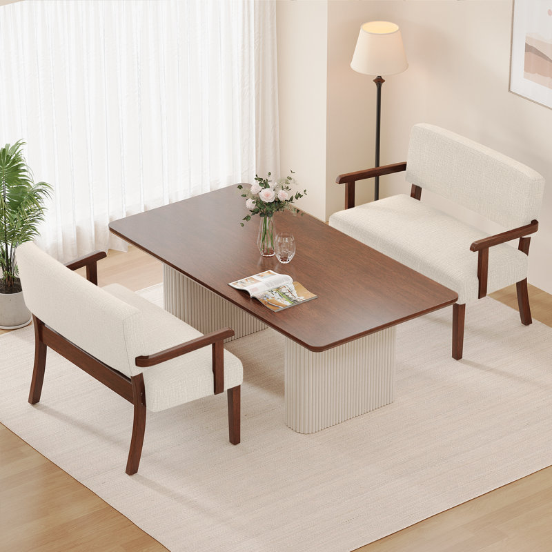 44.29"W Upholstered Dining Bench with Back for Living Room,Bedroom,Office,Entryway, Beige