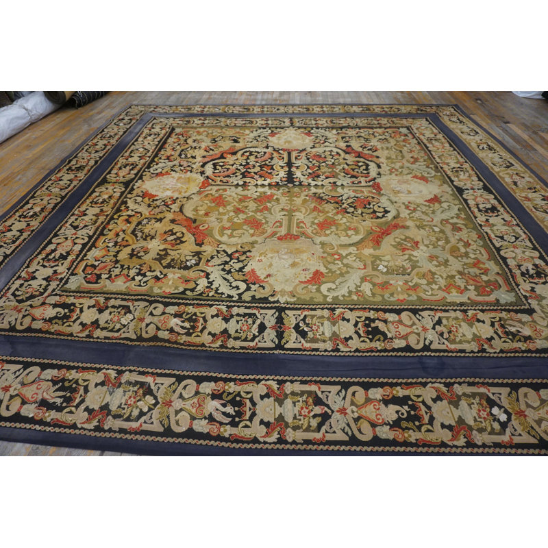 Antique Needlepoint French Flat Weave Rug