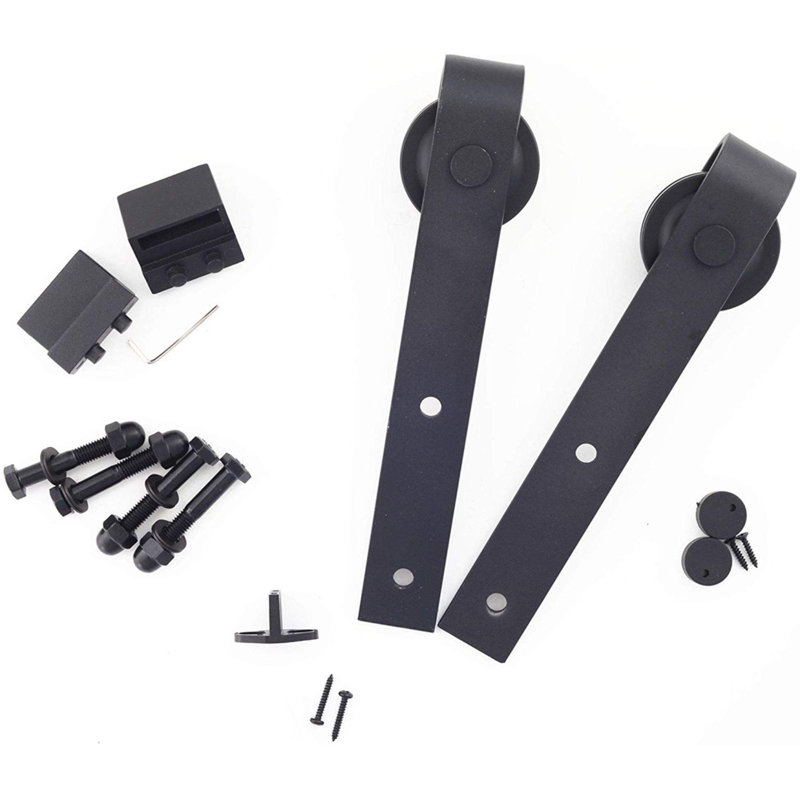Ensemble de rouleaux à une porte de style classique noir rustique (rail non inclus)