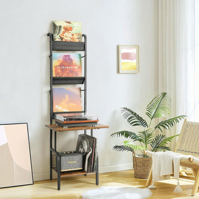 Support pour tourne-disque avec rangement en vinyle