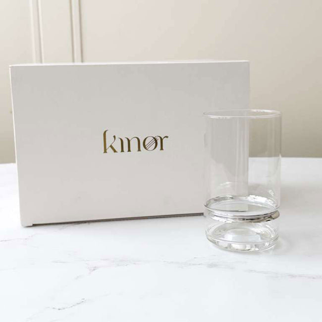 Verre à whisky avec bande 15 oz 6 pièces, Silver
