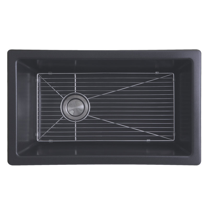 Reinart 30'' L Single Basin Kitchen Sink, Gray
