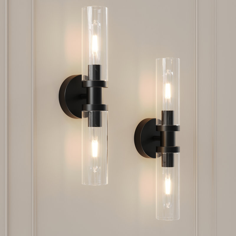 Applique murale rechargeable 16,5 po avec télécommande et ampoule incluse, Noir mat