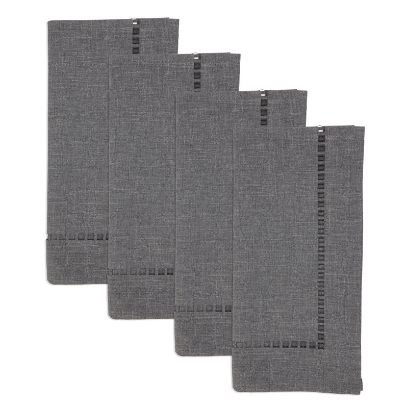 Laser-Cut Hemstitch Napkin (Set of 4), Dark Gray