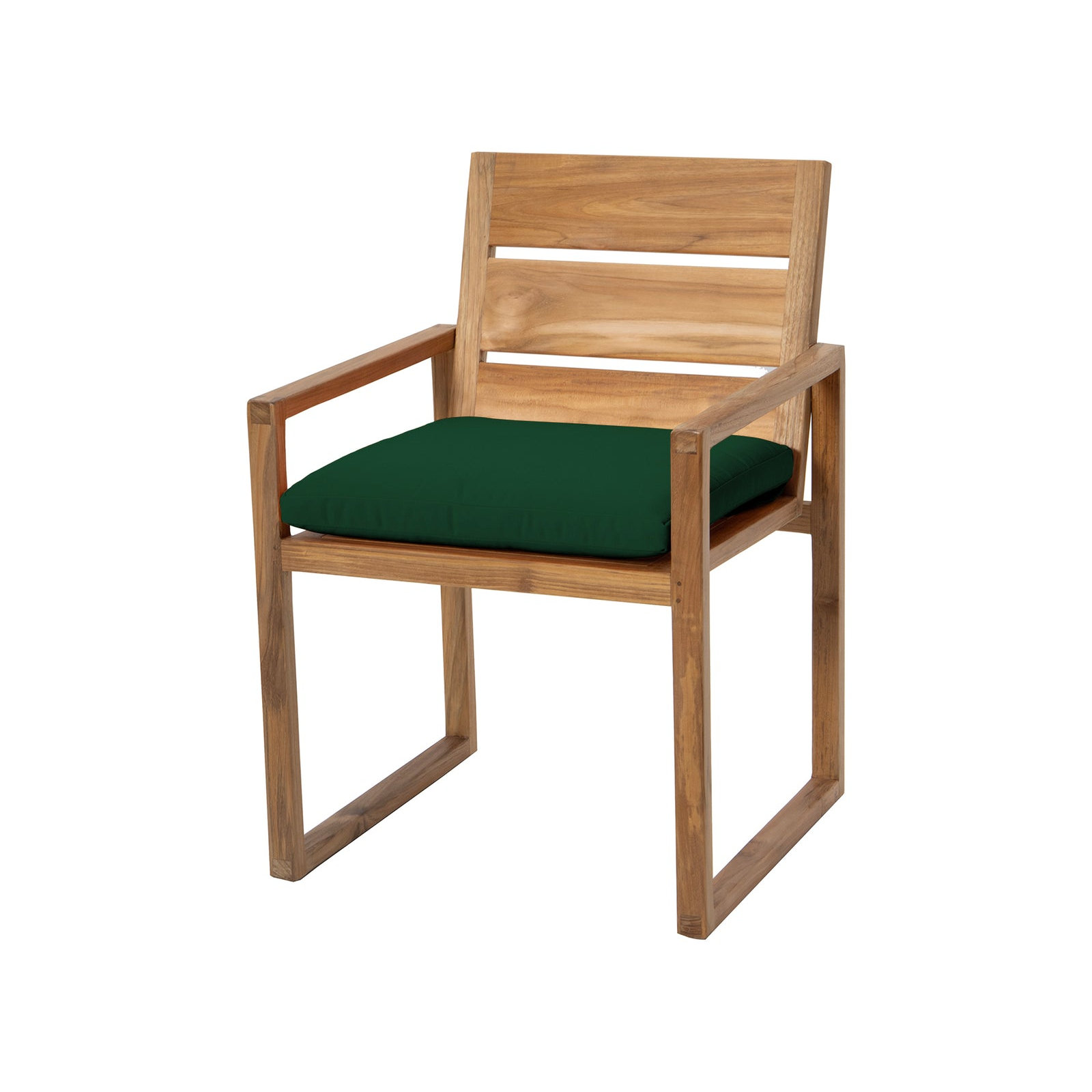 Uvita Teak Patio Dining Armchair with Cushion, Forest Green