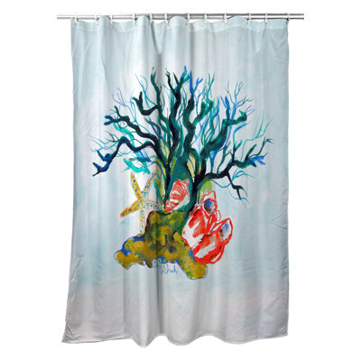 Rideau de douche à simple corail étoile de mer