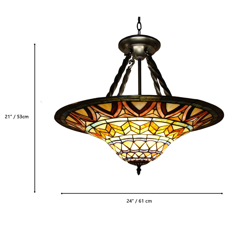 Luminaire suspendu 3 lumières Tiffany
