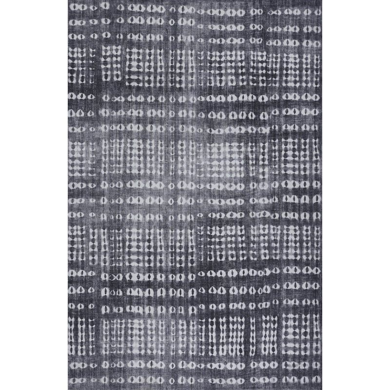 Charcoal Flat Woven Synthetic Area Rug 5' x 7'
