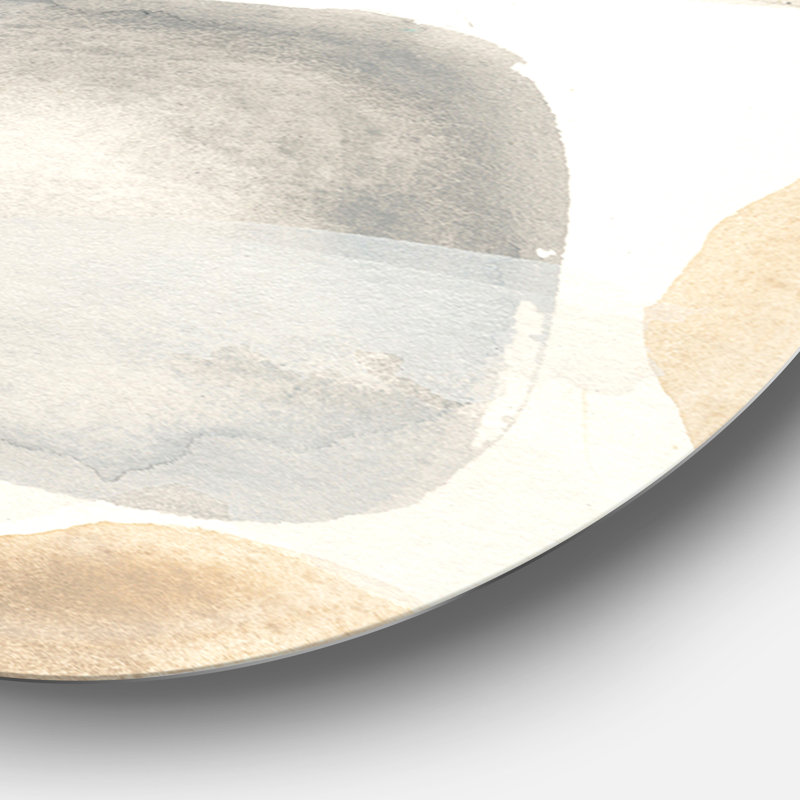« neutral oval gray pierres i »-non-cadre, reproduction d’art sur cercle métallique, H 36 po x l 36 po