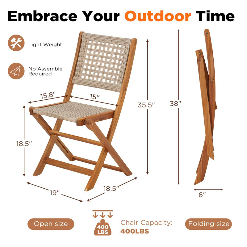 2 chaises de patio en bois avec dossier haut