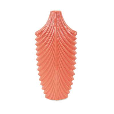 Niclas Hand Finished Glossy Coral Textured Ceramic Vase