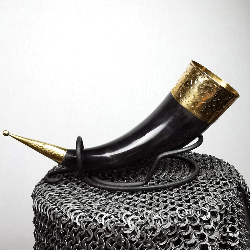 Hand Forged Drinking Ale Horn Stand Twisted Iron Ale Mead Horn Stand Medieval & Viking
