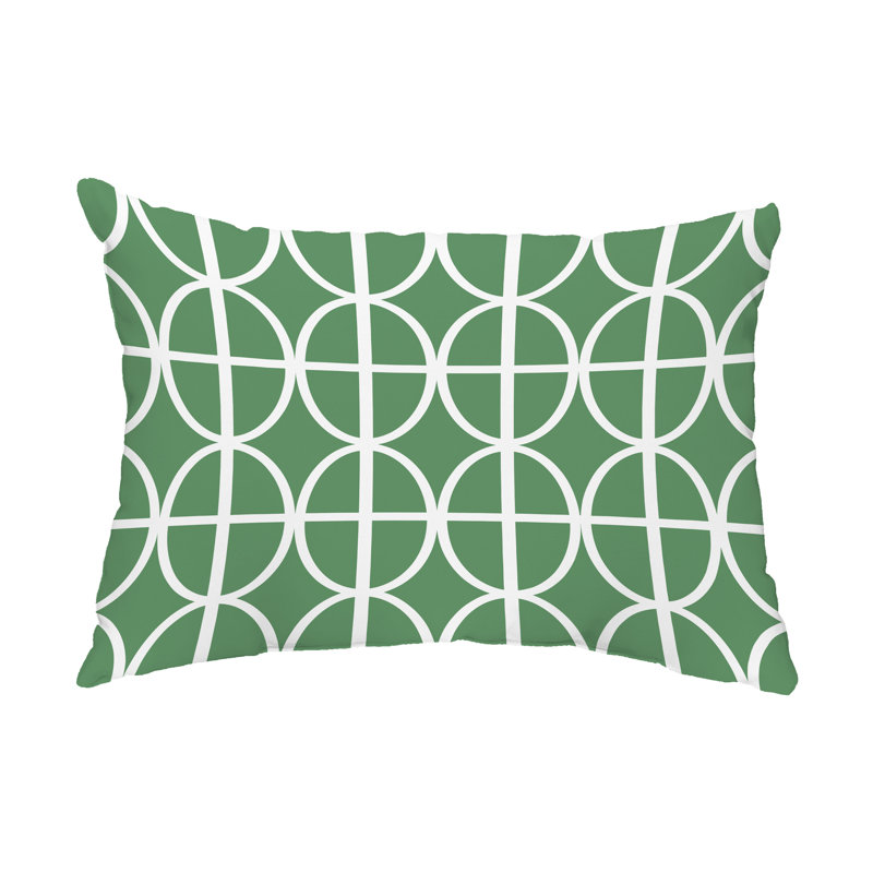 Geometric Outdoor Reversible Throw Pillow, Green