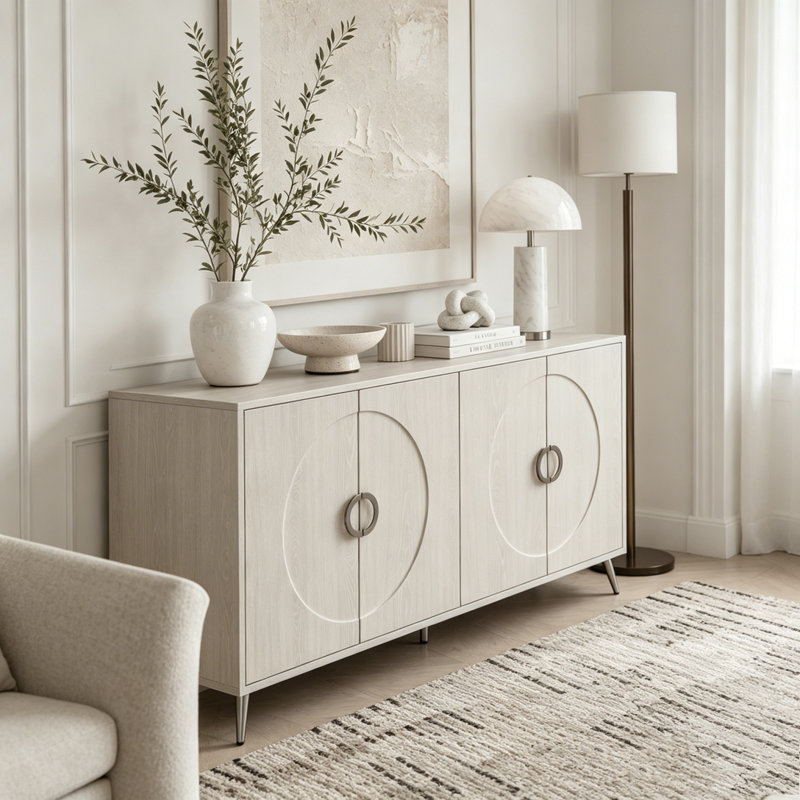 Buffet moderne en bois laqué 4 portes Modern, Champagne