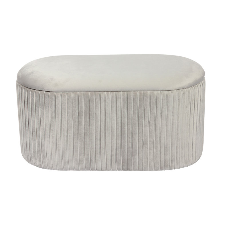 80cm Wide Velvet Oval Solid Colour Standard Ottoman with Storage, Grey