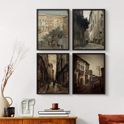 «Vintage Landscape», ensemble de 4 encadrées